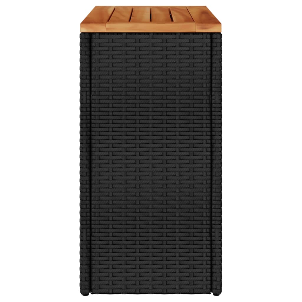 Sidobord för trädgården med träskiva svart 58x27,5x55 cm konstrotting