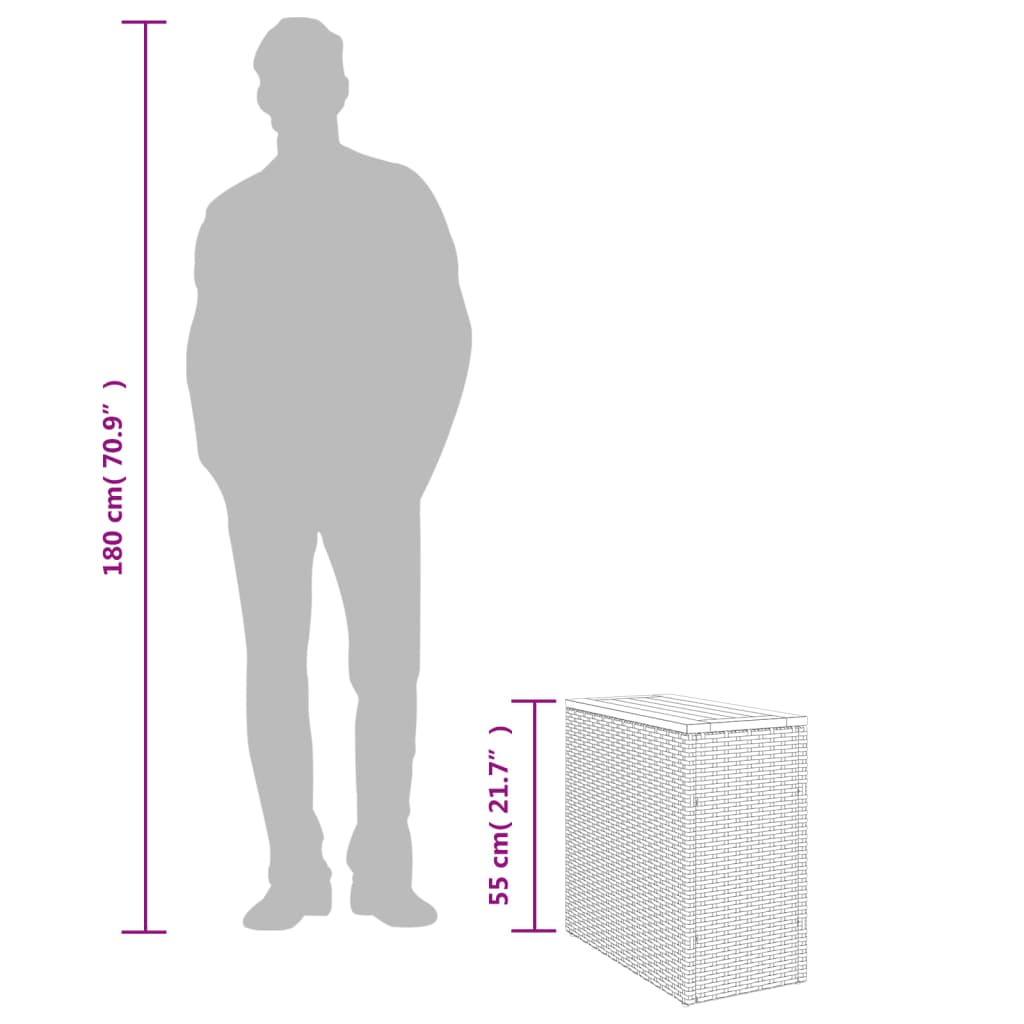 Sidobord för trädgården med träskiva svart 58x27,5x55 cm konstrotting