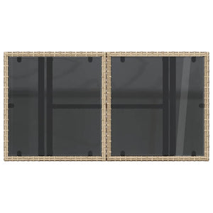 Trädgårdsbord med glasskiva beige 100x55x73 cm konstrotting
