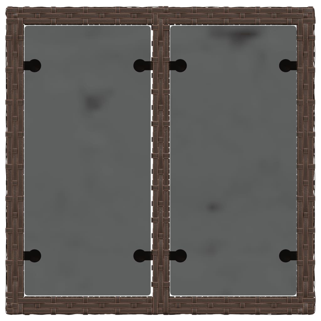 Trädgårdsbord med glasskiva brun 55x55x37 cm konstrotting
