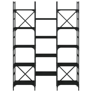 Bokhylla svart 127,5x28,5x172,5 cm konstruerat trä