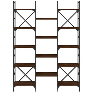 Bokhylla brun ek 127,5x28,5x172,5 cm konstruerat trä