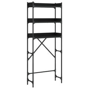 Tvättmaskinhylla svart 67x25x163 cm konstruerat trä