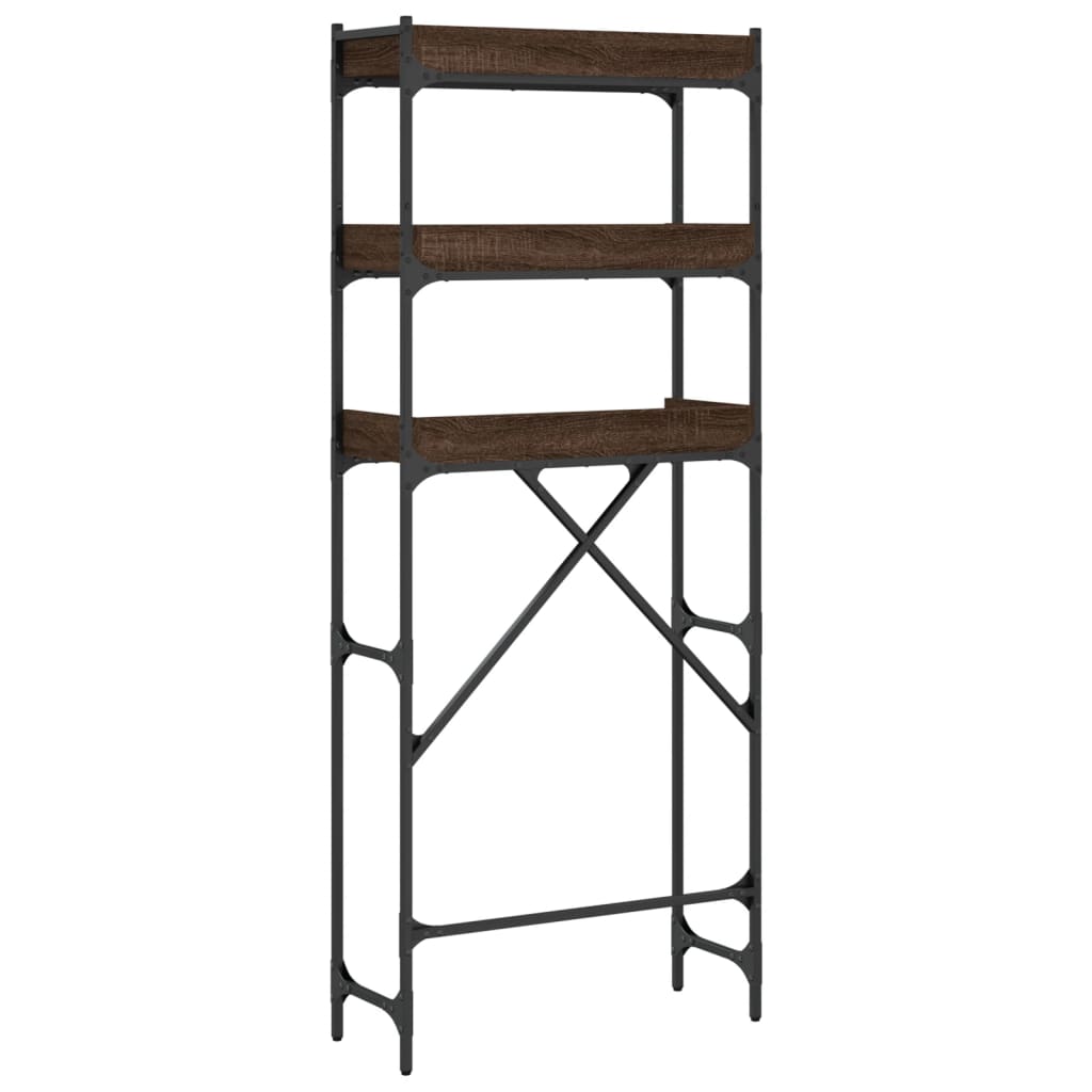 Tvättmaskinhylla brun ek 67x25x163 cm konstruerat trä