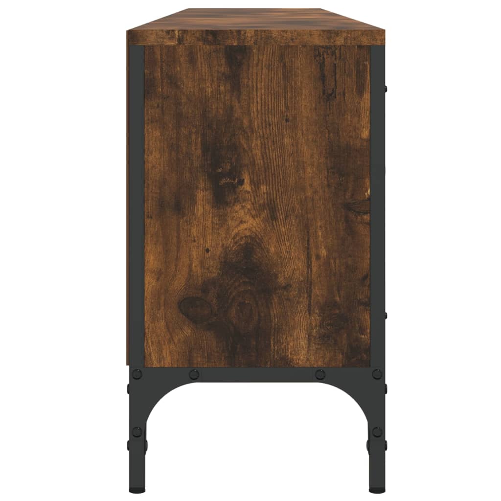 Tv-bänk med låda rökfärgad ek 200x25x44 cm konstruerat trä