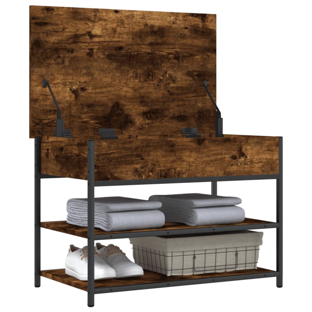 Skobänk rökfärgad ek 70x42,5x50 cm konstruerat trä