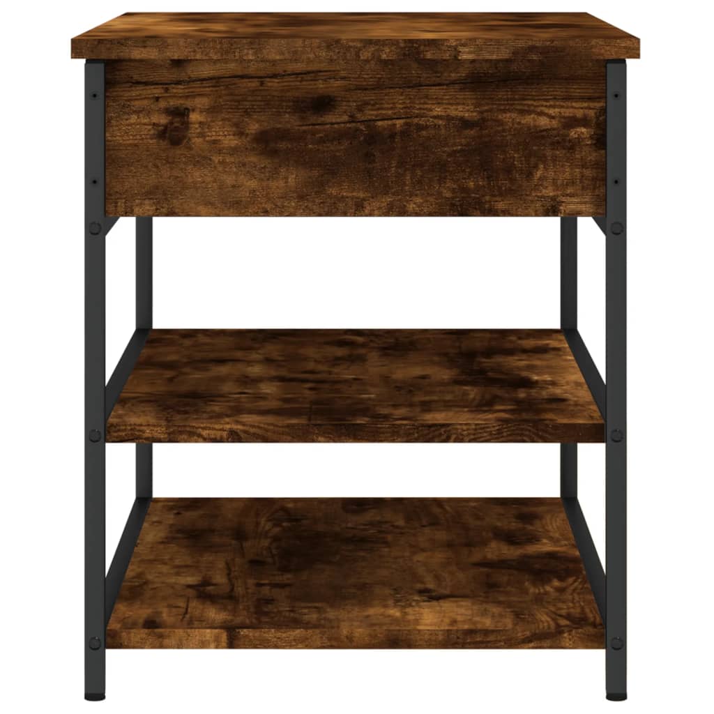 Skobänk rökfärgad ek 70x42,5x50 cm konstruerat trä