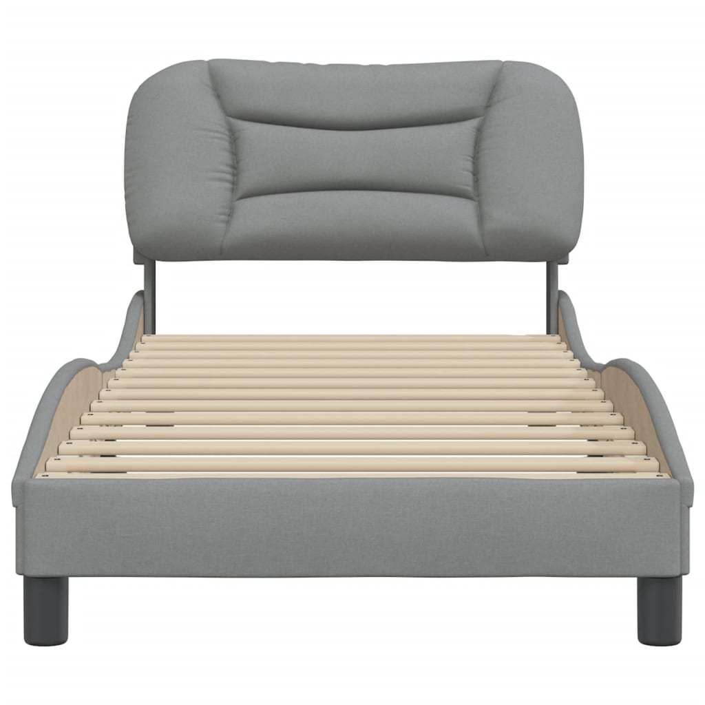 Bed Frame without Mattress "Hvar" Light Grey 80x200 cm Fabric