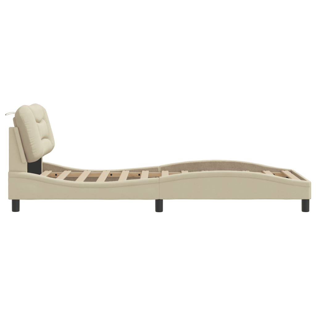 Bed Frame without Mattress "Hvar" Cream 80x200 cm Fabric