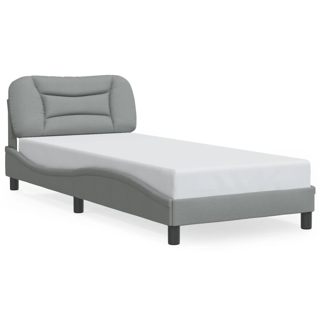 Bed Frame without Mattress "Hvar" Light Grey 90x190 cm Fabric