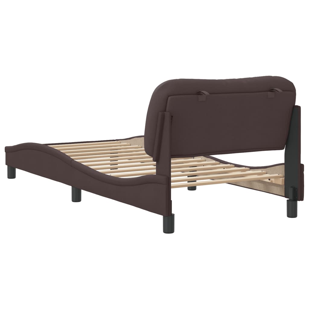 Bed Frame without Mattress "Hvar" Dark Brown 90x190 cm Fabric
