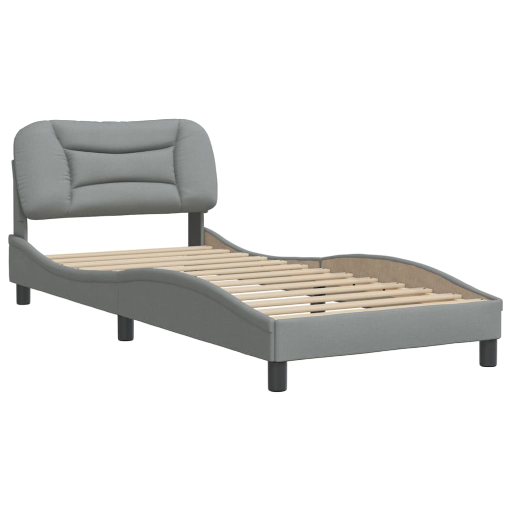 Bed Frame without Mattress "Hvar" Light Grey 90x200 cm Fabric