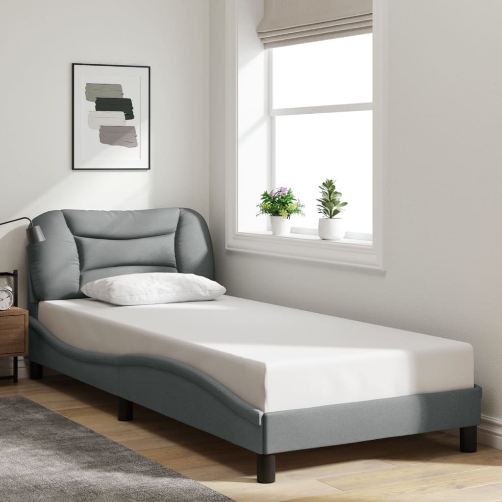Bed Frame without Mattress "Hvar" Light Grey 90x200 cm Fabric