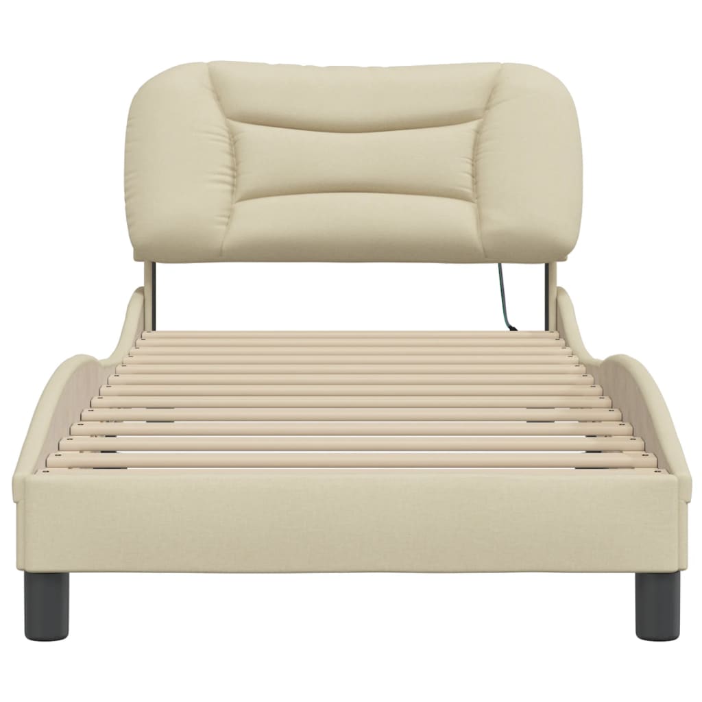 Bed Frame without Mattress "Hvar" Cream 90x200 cm Fabric