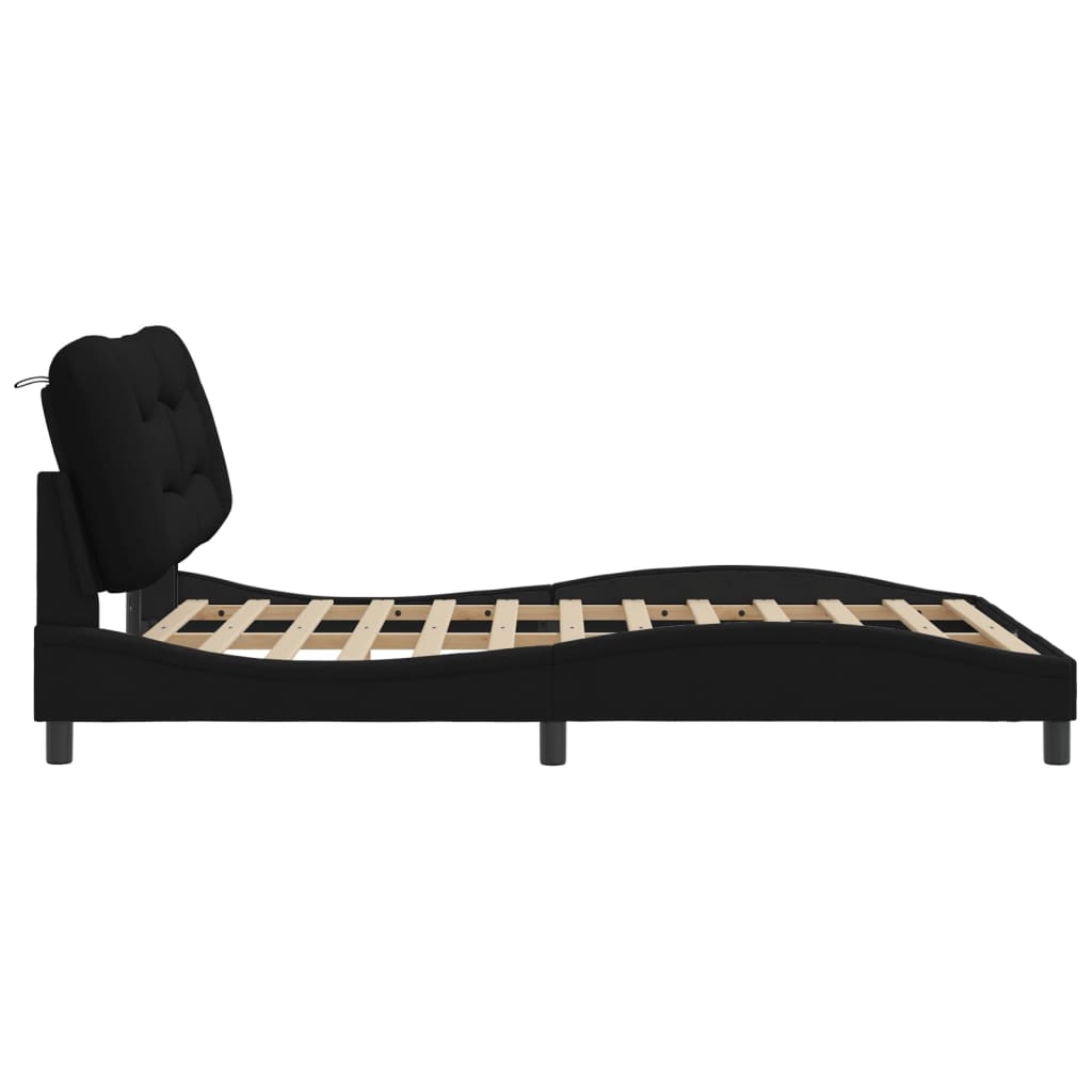 Bed Frame without Mattress "Hvar" Black 120x200 cm Fabric