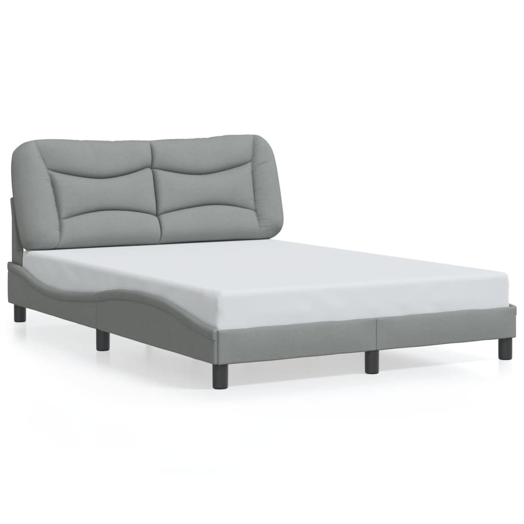 Bed Frame without Mattress "Hvar" Light Grey 140x190 cm Fabric