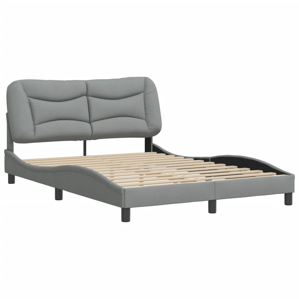 Bed Frame without Mattress "Hvar" Light Grey 140x190 cm Fabric