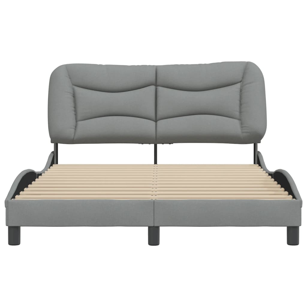 Bed Frame without Mattress "Hvar" Light Grey 140x190 cm Fabric