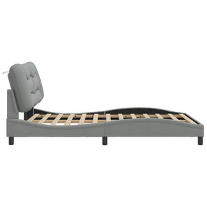 Bed Frame without Mattress "Hvar" Light Grey 140x190 cm Fabric