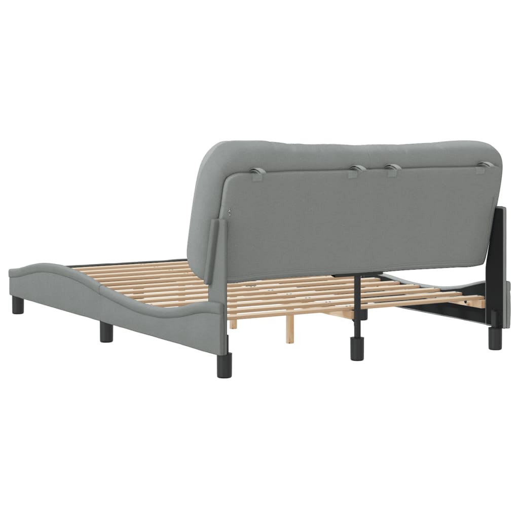 Bed Frame without Mattress "Hvar" Light Grey 140x190 cm Fabric