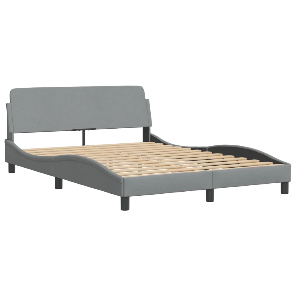 Bed Frame without Mattress "Hvar" Light Grey 140x190 cm Fabric