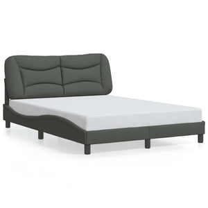 Bed Frame without Mattress "Hvar" Dark Grey 140x190 cm Fabric