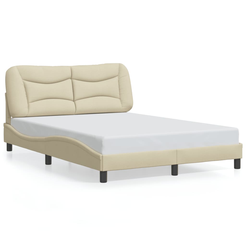 Bed Frame without Mattress "Hvar" Cream 140x190 cm Fabric