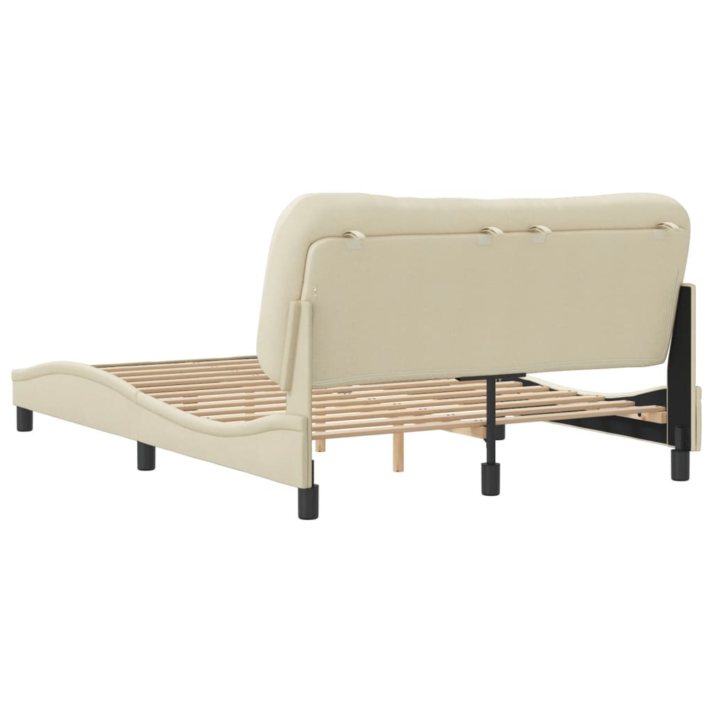 Bed Frame without Mattress "Hvar" Cream 140x190 cm Fabric