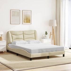 Bed Frame without Mattress "Hvar" Cream 140x190 cm Fabric