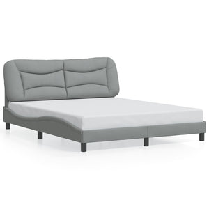 Bed Frame without Mattress "Hvar" Light Grey 160x200 cm Fabric