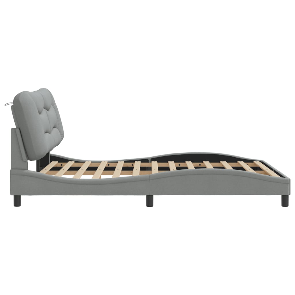 Bed Frame without Mattress "Hvar" Light Grey 160x200 cm Fabric