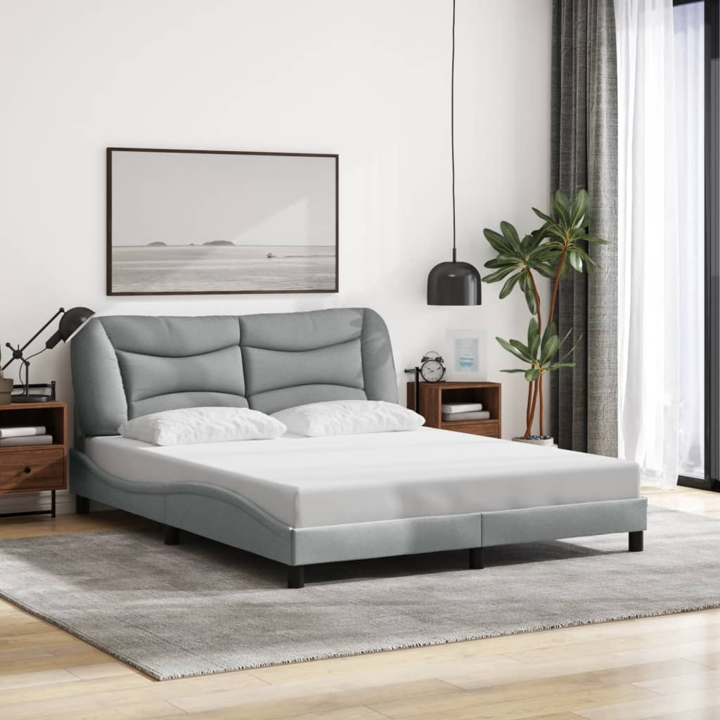 Bed Frame without Mattress "Hvar" Light Grey 160x200 cm Fabric