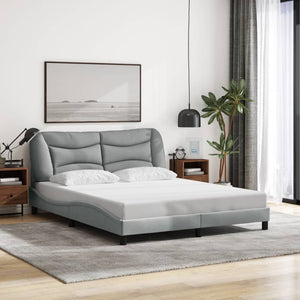 Bed Frame without Mattress "Hvar" Light Grey 160x200 cm Fabric