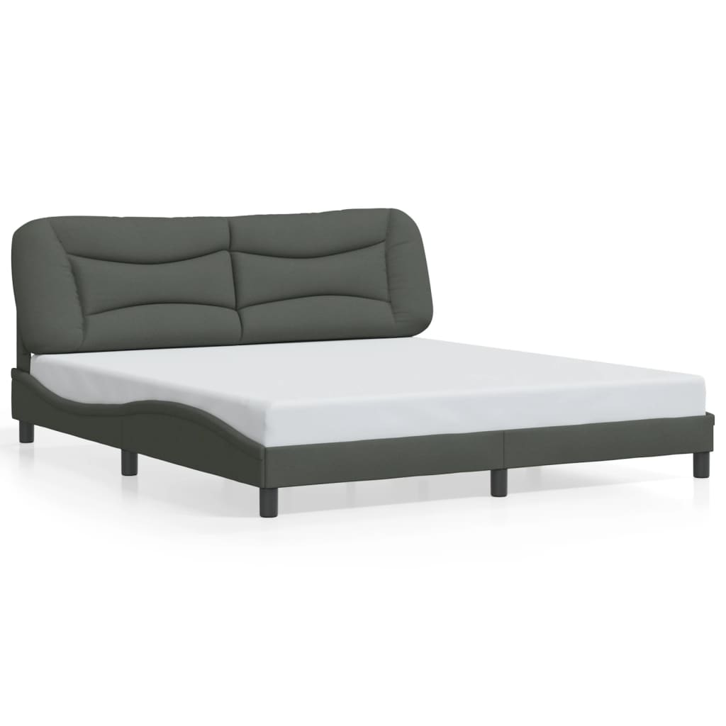 Bed Frame without Mattress "Hvar" Dark Grey 180x200 cm Fabric