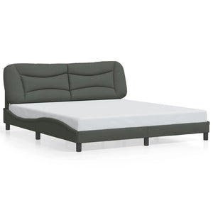 Bed Frame without Mattress "Hvar" Dark Grey 180x200 cm Fabric
