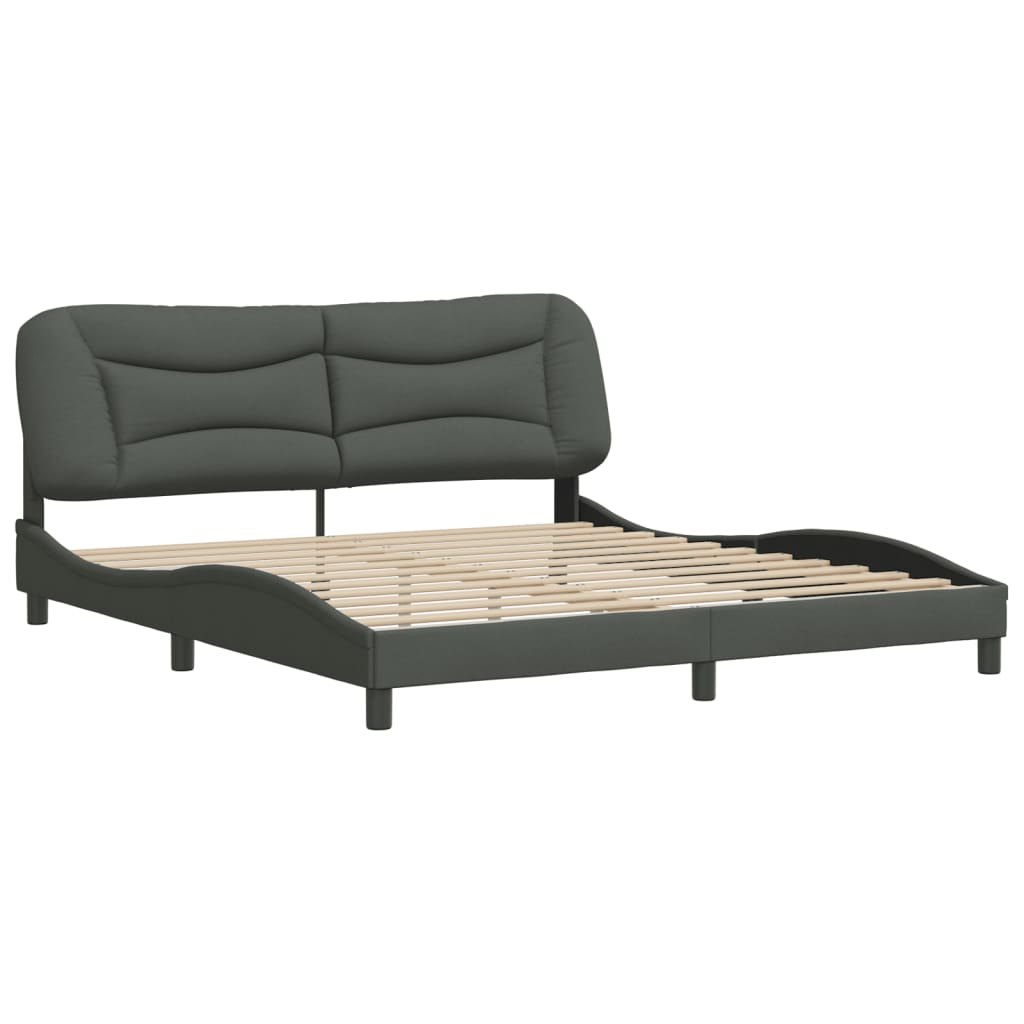 Bed Frame without Mattress "Hvar" Dark Grey 180x200 cm Fabric