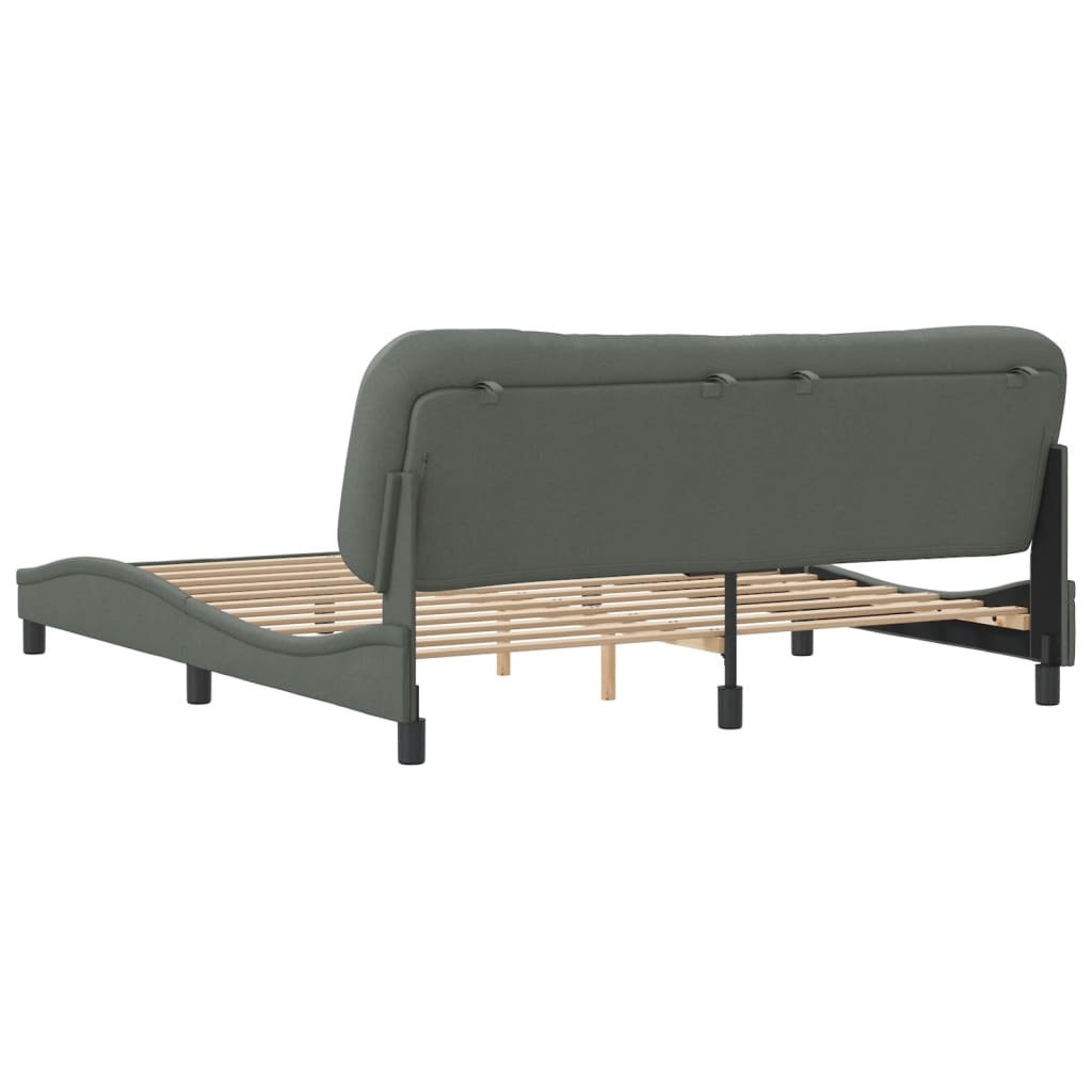 Bed Frame without Mattress "Hvar" Dark Grey 180x200 cm Fabric