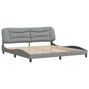 Bed Frame without Mattress "Hvar" Light Grey 200x200 cm Fabric