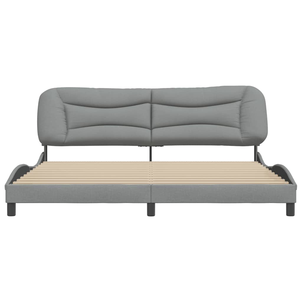 Bed Frame without Mattress "Hvar" Light Grey 200x200 cm Fabric