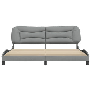 Bed Frame without Mattress "Hvar" Light Grey 200x200 cm Fabric