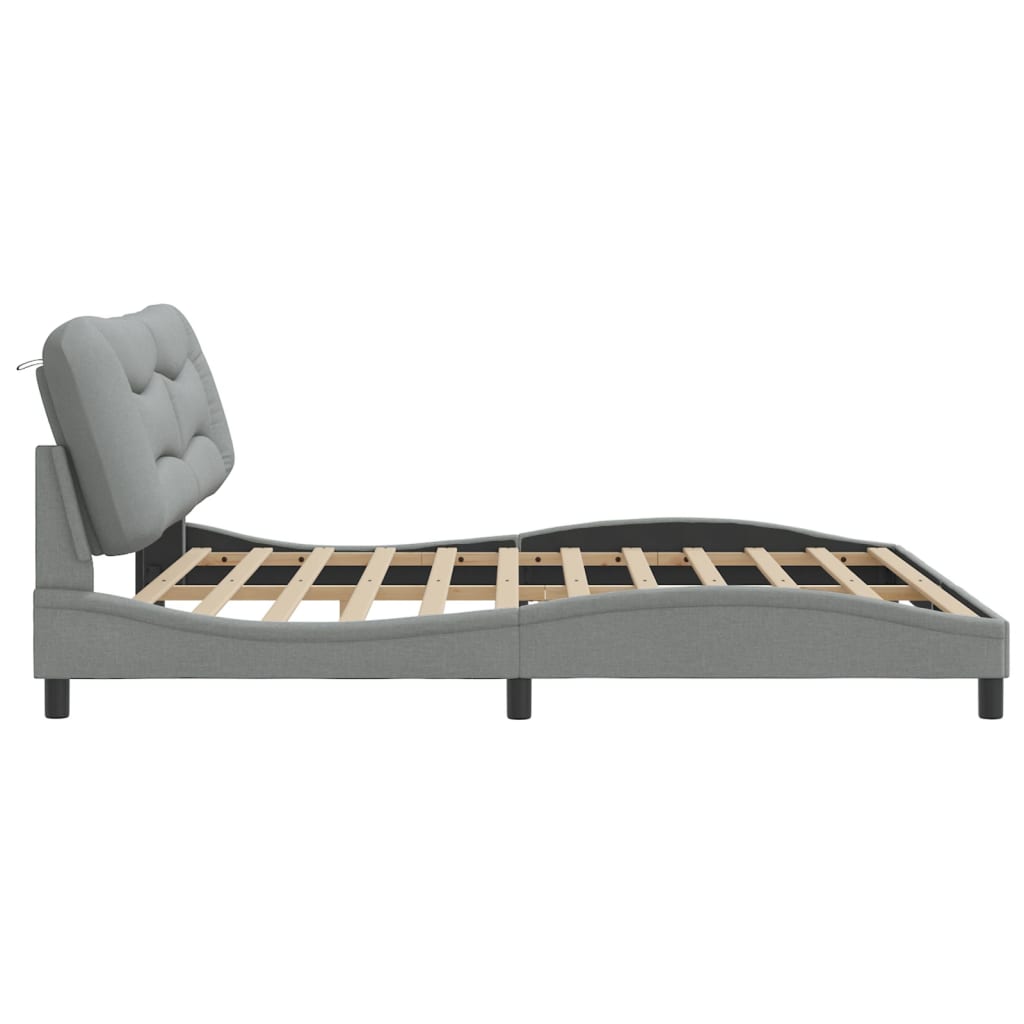 Bed Frame without Mattress "Hvar" Light Grey 200x200 cm Fabric