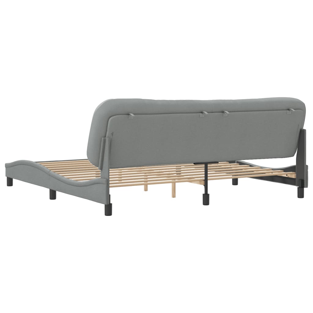 Bed Frame without Mattress "Hvar" Light Grey 200x200 cm Fabric
