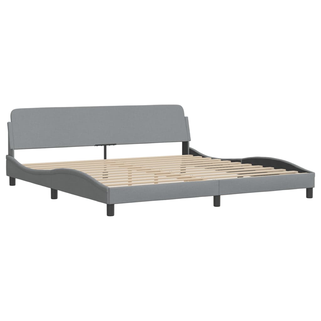 Bed Frame without Mattress "Hvar" Light Grey 200x200 cm Fabric