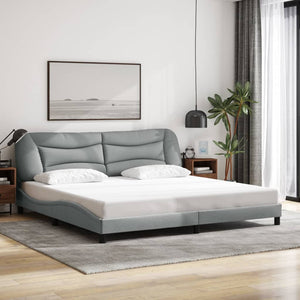 Bed Frame without Mattress "Hvar" Light Grey 200x200 cm Fabric