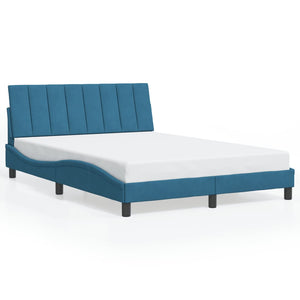 Bed Frame without Mattress "Hanko" Blue 140x200 cm Velvet