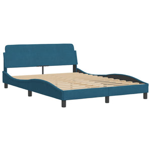 Bed Frame without Mattress "Hanko" Blue 140x200 cm Velvet
