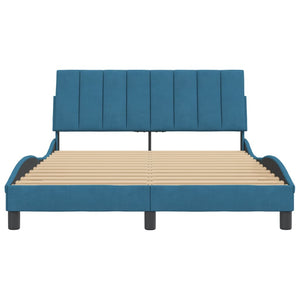 Bed Frame without Mattress "Hanko" Blue 140x200 cm Velvet