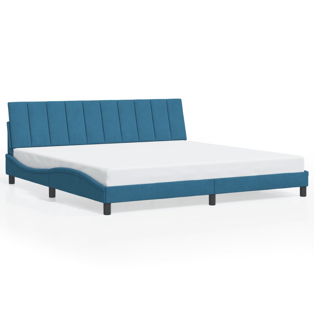 Bed Frame without Mattress "Hanko" Blue 200x200 cm Velvet