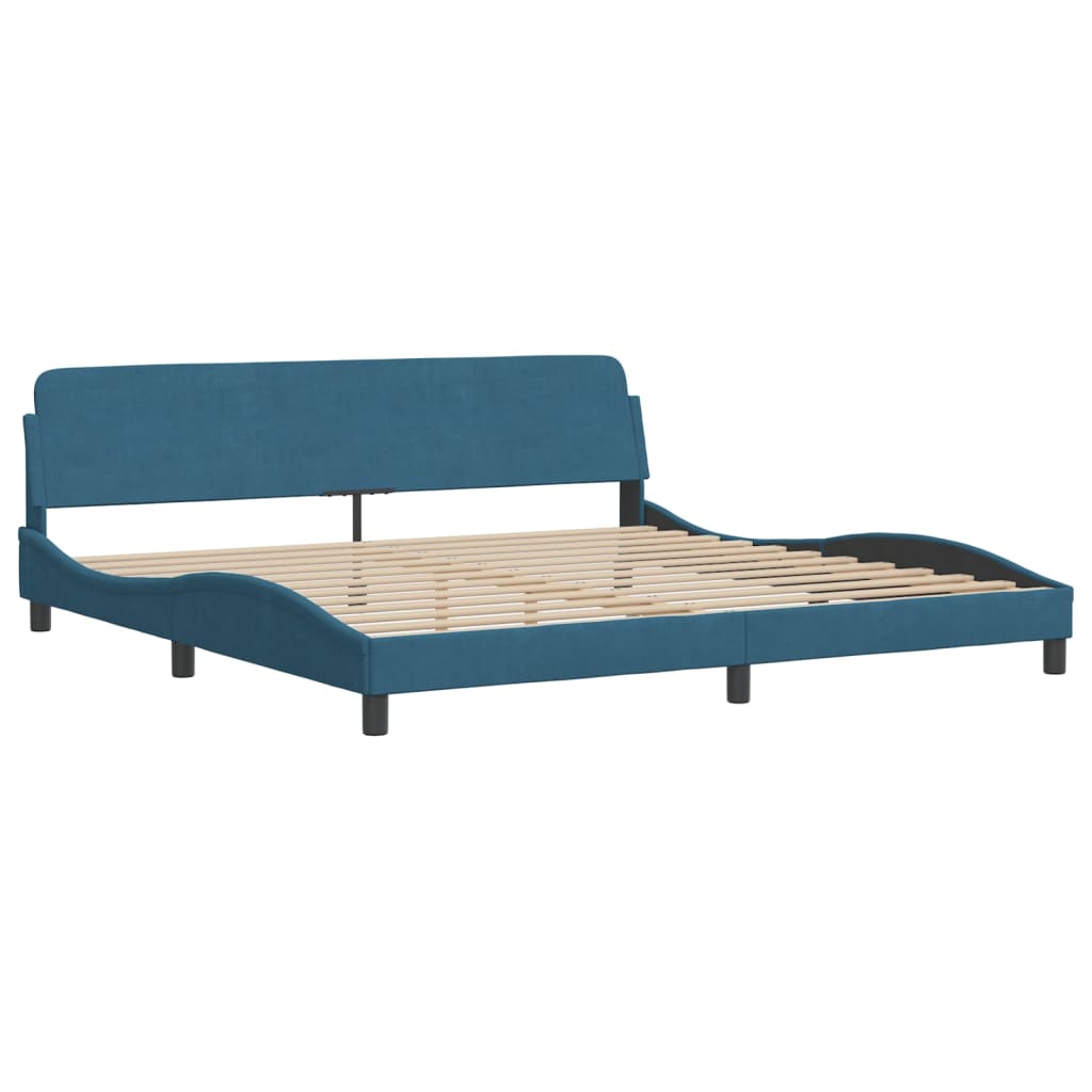 Bed Frame without Mattress "Hanko" Blue 200x200 cm Velvet