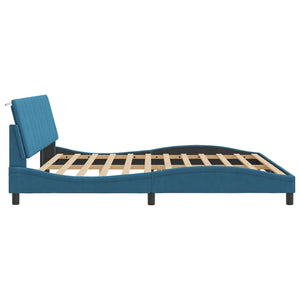 Bed Frame without Mattress "Hanko" Blue 200x200 cm Velvet